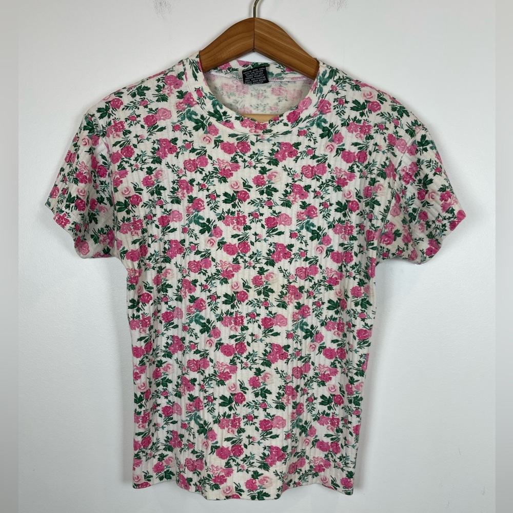Vintage Floral Baby Tee Cottagecore Coquette Y2K Made in USA size XS / S